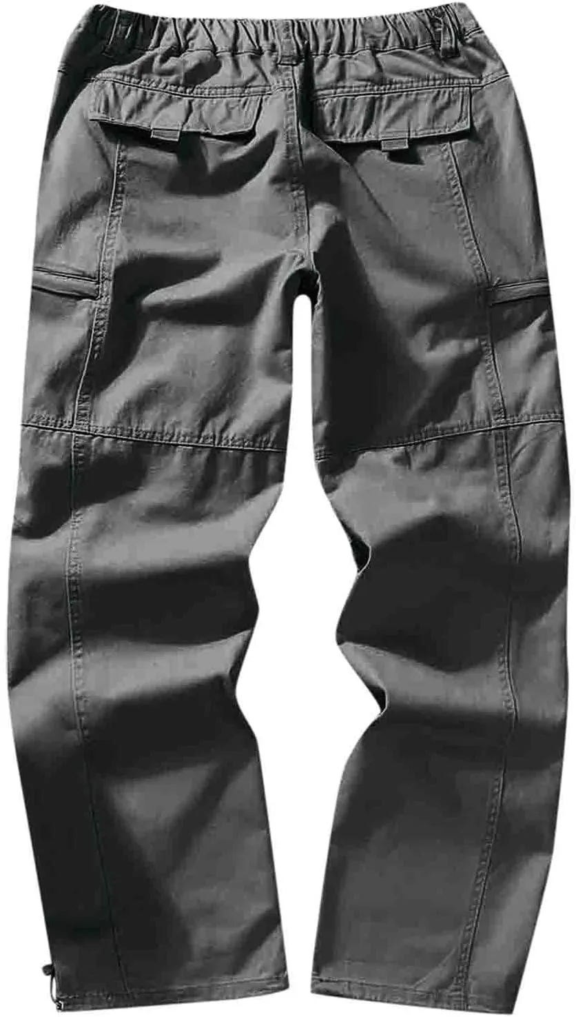 Mens Workout Cargo Sweatpants Casual Cargo Pants Loose Fit Jogger Sweatpants Tactical Work Pants Multi Pocket Outdoor