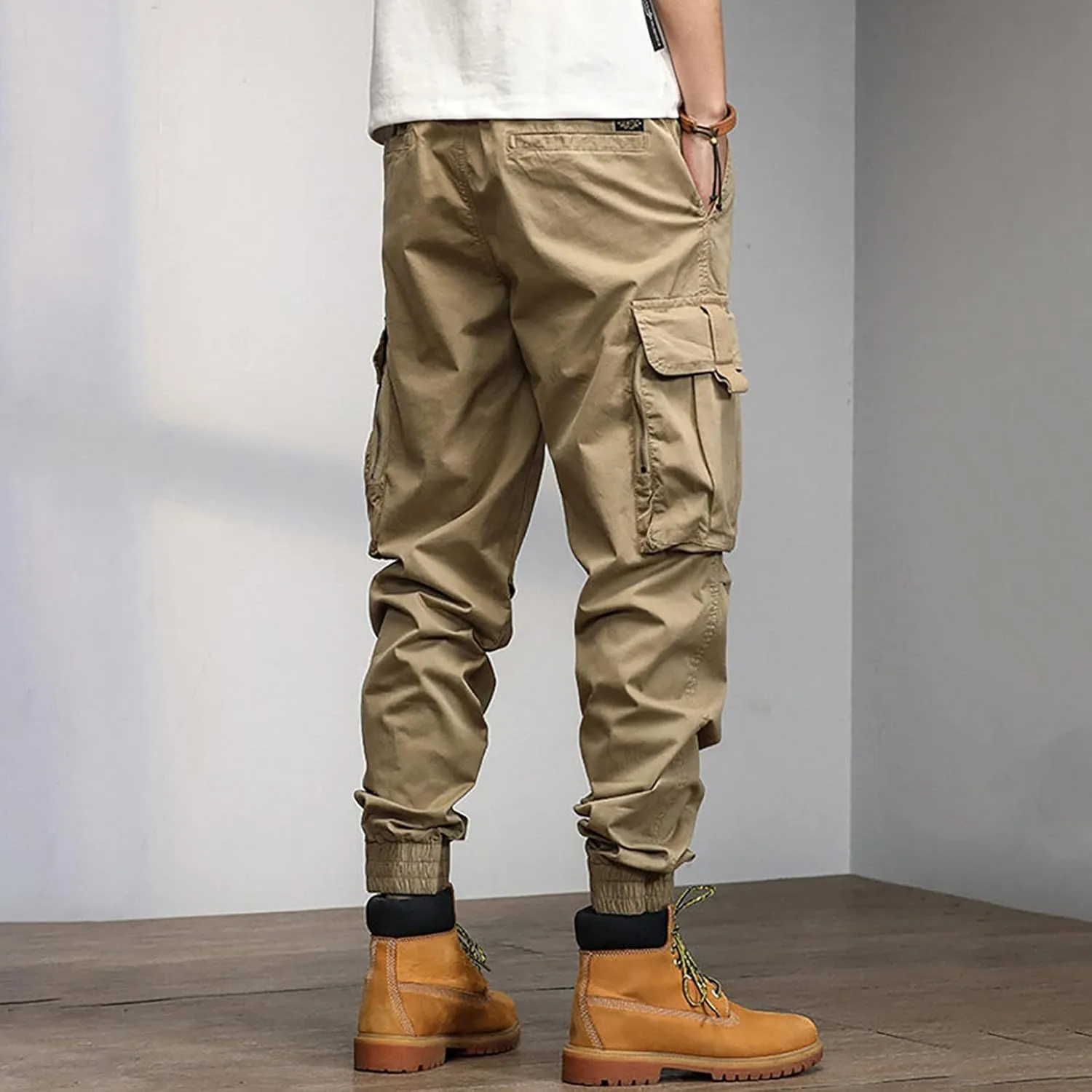 Mens Workout Cargo Sweatpants Pockets Open Bottom Yoga Pants for Men Lounge Pants for Athletic Workout Casual Men's