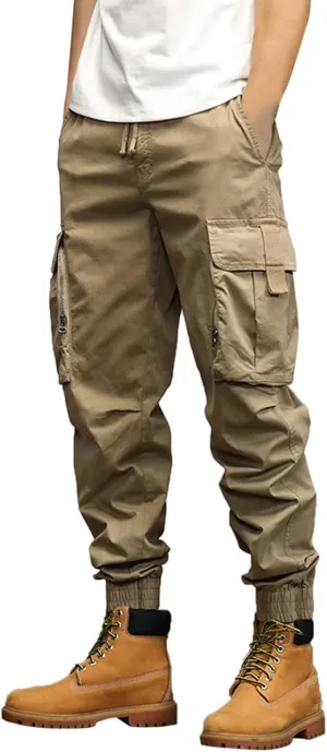 Mens Workout Cargo Sweatpants Pockets Open Bottom Yoga Pants for Men Lounge Pants for Athletic Workout Casual Men's