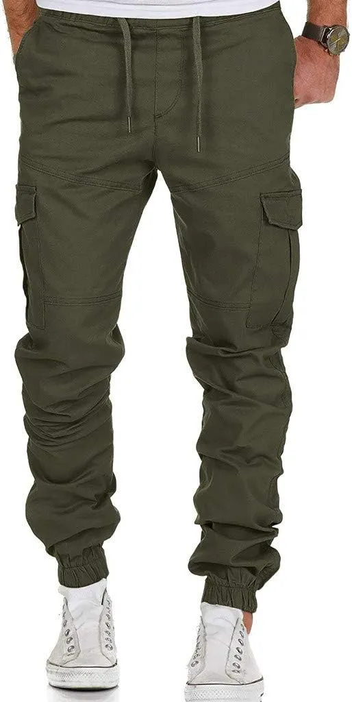Mens Workout Cargo Sweatpants Trousers Slim Fit Stretch Pants Plaid Sweatpants Mens Fashion Joggers Sports Pants Mens