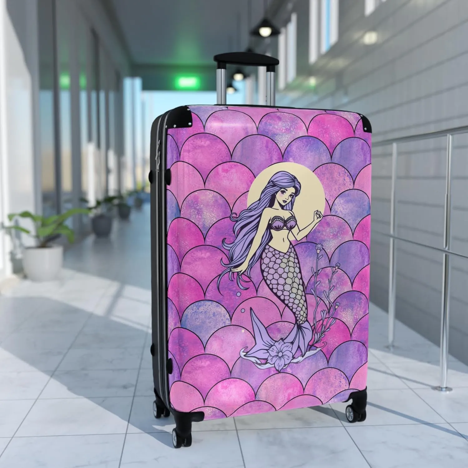 Mermaid Dream Suitcase  Enchanted Fantasy Luggage with Mermaid Illustration & Smooth Spinner Wheels