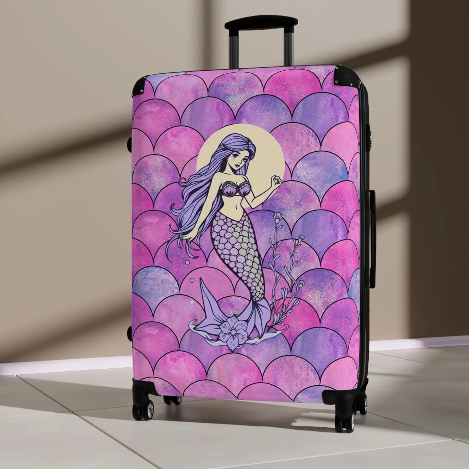 Mermaid Dream Suitcase  Enchanted Fantasy Luggage with Mermaid Illustration & Smooth Spinner Wheels