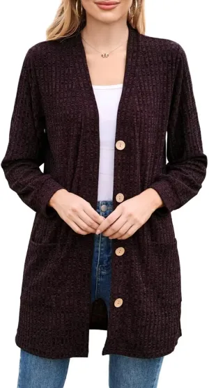 MONNURO Plus Size Cardigan for Women Lightweight Long Sleeve Button Down Sweaters Work Tops with Pockets