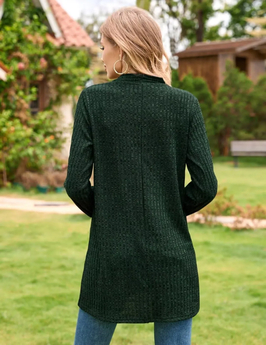 MONNURO Plus Size Cardigan for Women Lightweight Long Sleeve Button Down Sweaters Work Tops with Pockets