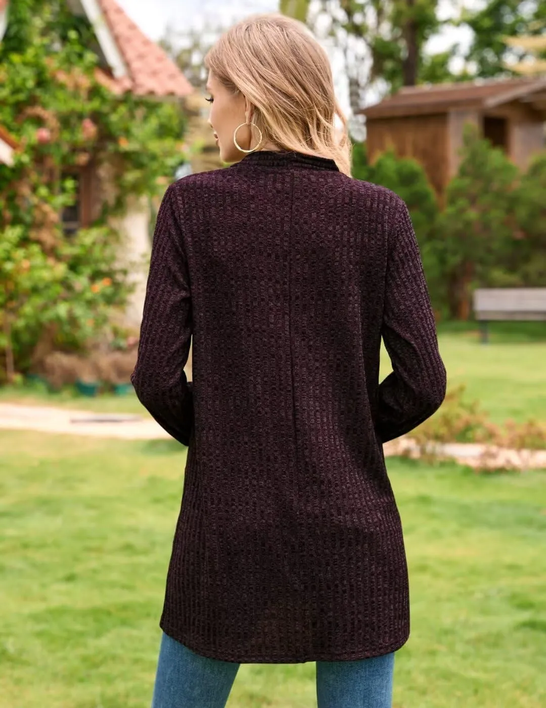 MONNURO Plus Size Cardigan for Women Lightweight Long Sleeve Button Down Sweaters Work Tops with Pockets