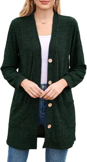 MONNURO Plus Size Cardigan for Women Lightweight Long Sleeve Button Down Sweaters Work Tops with Pockets
