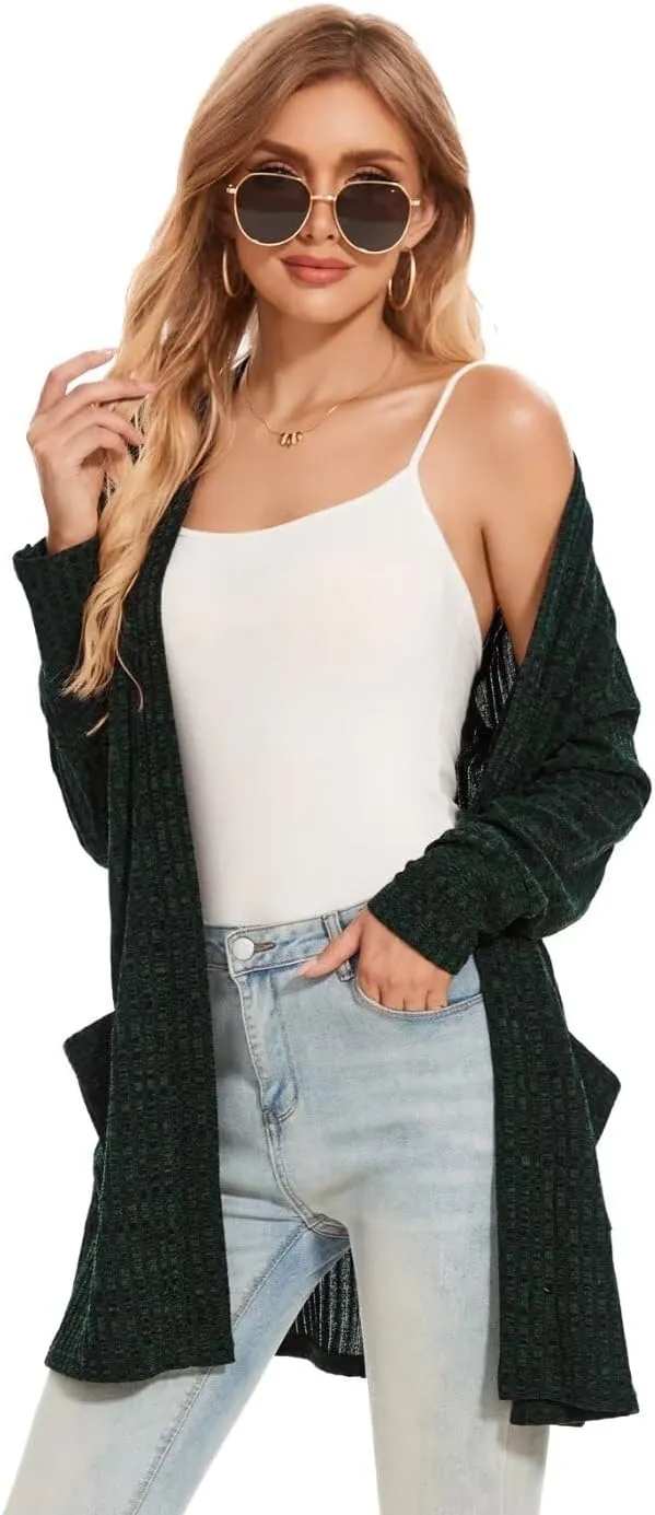MONNURO Plus Size Open Front Cardigan Sweaters for Women Lightweight Long Sleeve Fall Coat with Pockets