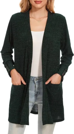 MONNURO Plus Size Open Front Cardigan Sweaters for Women Lightweight Long Sleeve Fall Coat with Pockets