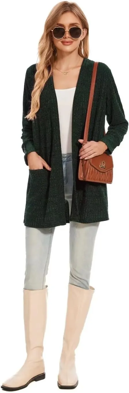 MONNURO Plus Size Open Front Cardigan Sweaters for Women Lightweight Long Sleeve Fall Coat with Pockets