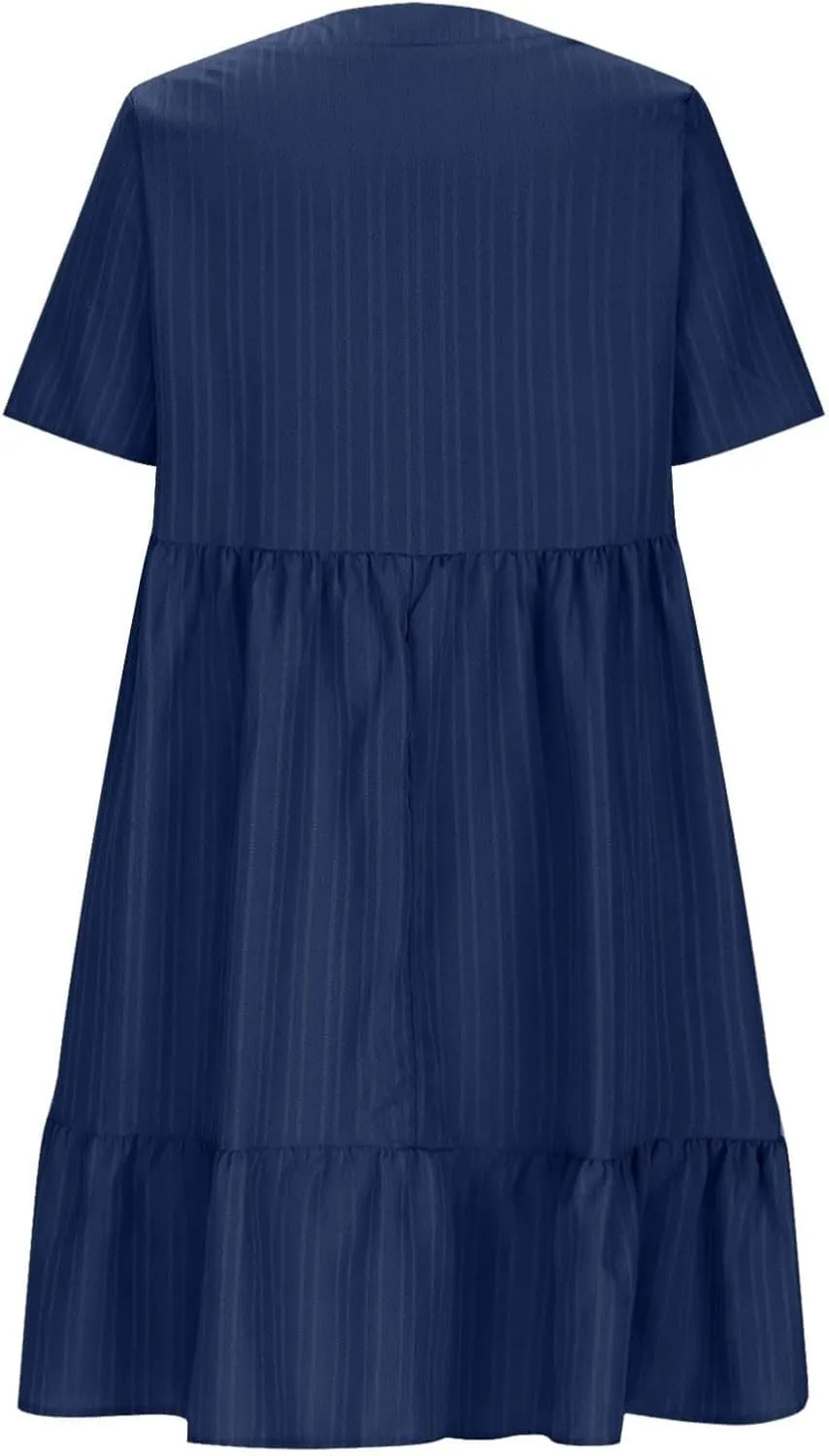 Moomoo Dresses for Women Loose Fit Short Sleeve Tunic Dress with Pockets Beach Vacation Outfit