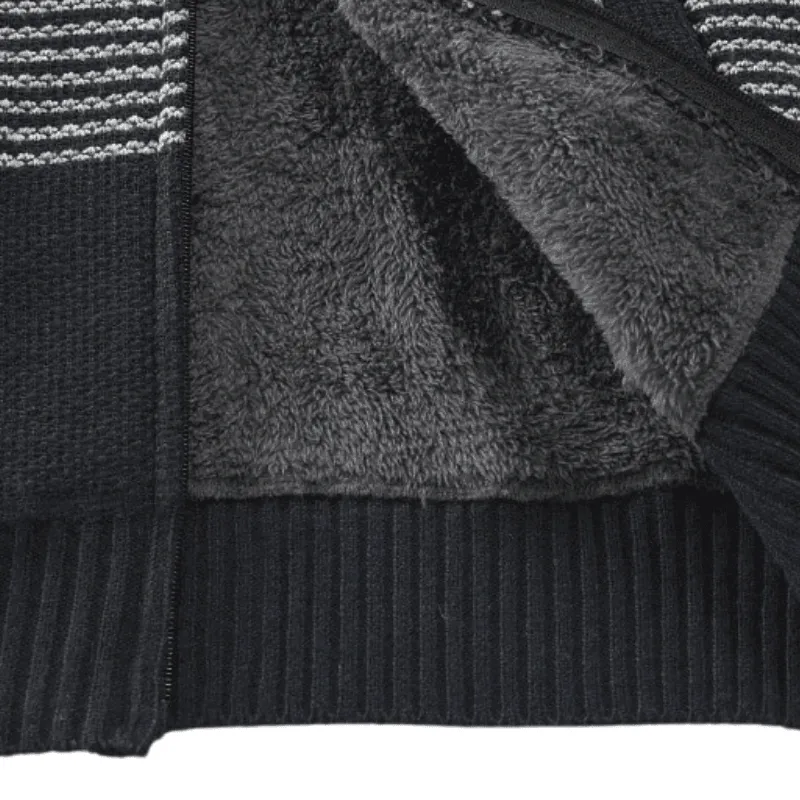 Multi Striped Zip-Up Hooded Wool Sweater