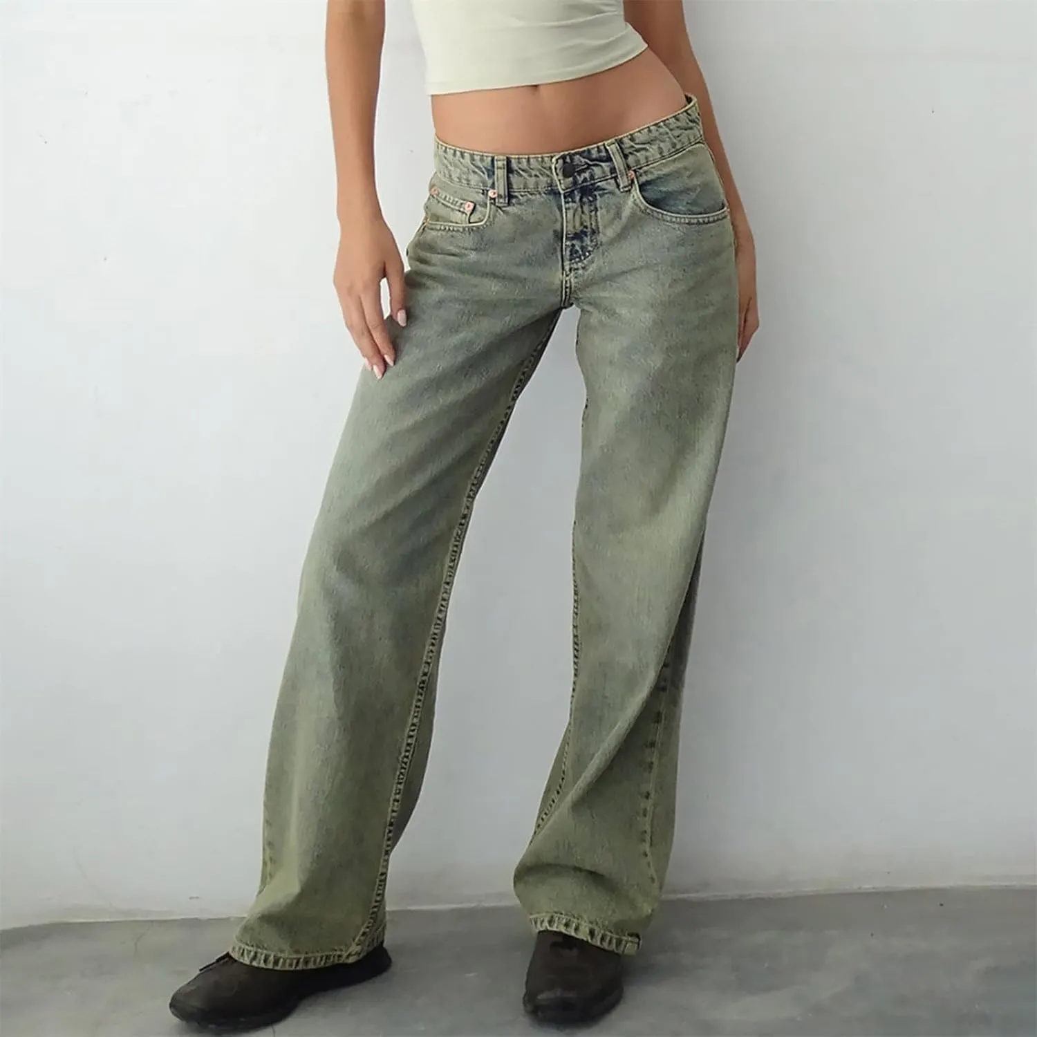 Oprah's Favorite Jeans Pants High Waisted Cropped Denim Pants Tummy Control Sailor Wide Leg Trouser Chiccurva Jeans