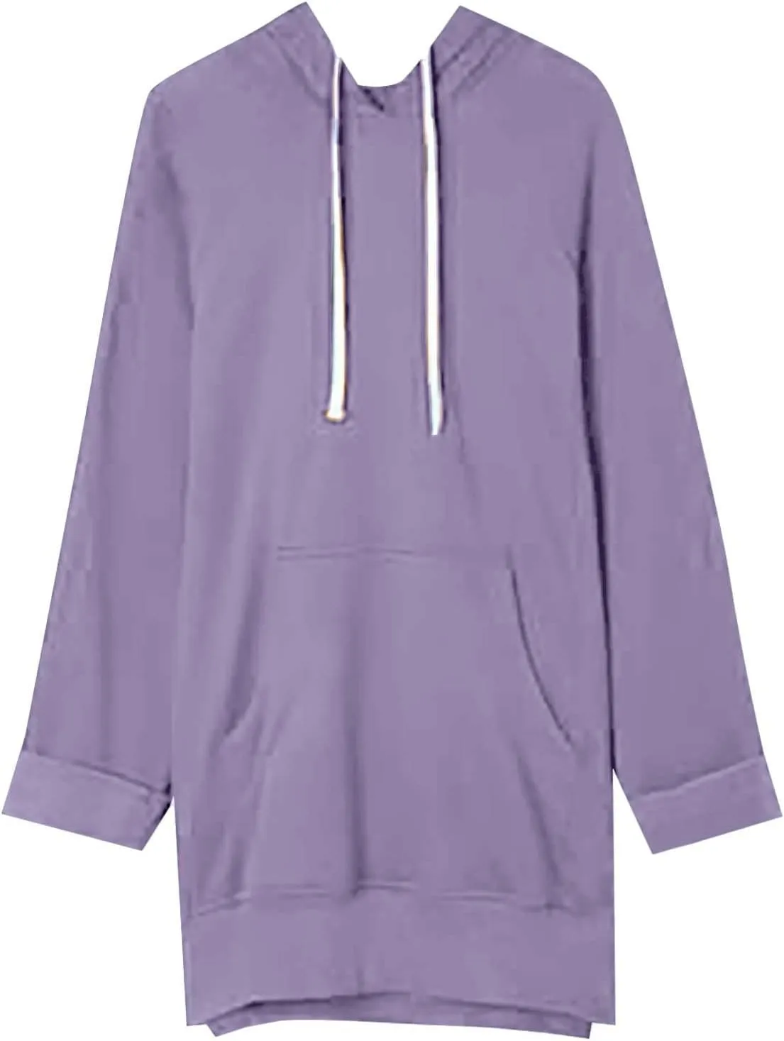 Oversized Hoodie Dress for Womens Hoodies Plus Size Casual Crewneck Long Sleeve Split Hem Pullover with Pockets