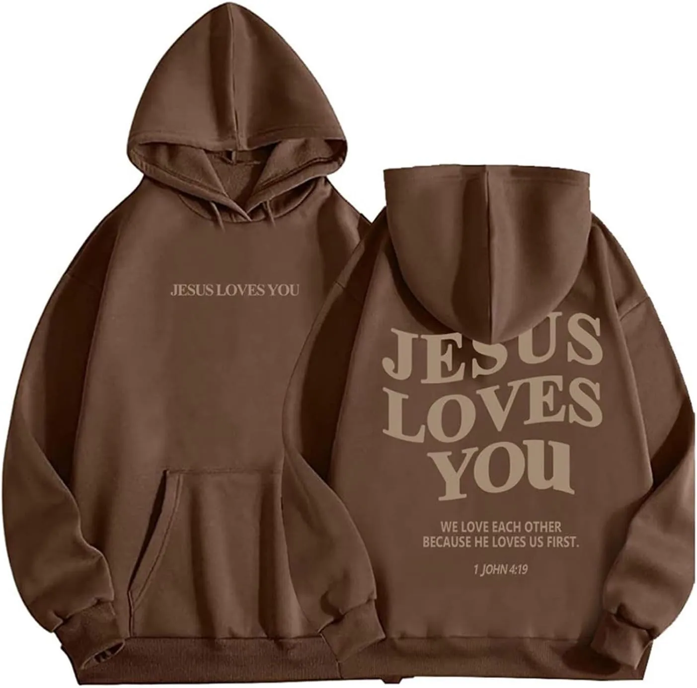 Oversized Hoodie for Women Christian Religious Jesus Loves You Hooded Hoodies Causal Sweatshirts with Pockets Pullover
