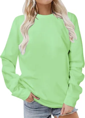 Oversized Sweatshirt for Women Long Sleeve Crewneck Sweatshirt Solid Color Casual Loose Sweatshirt Cute Pullover