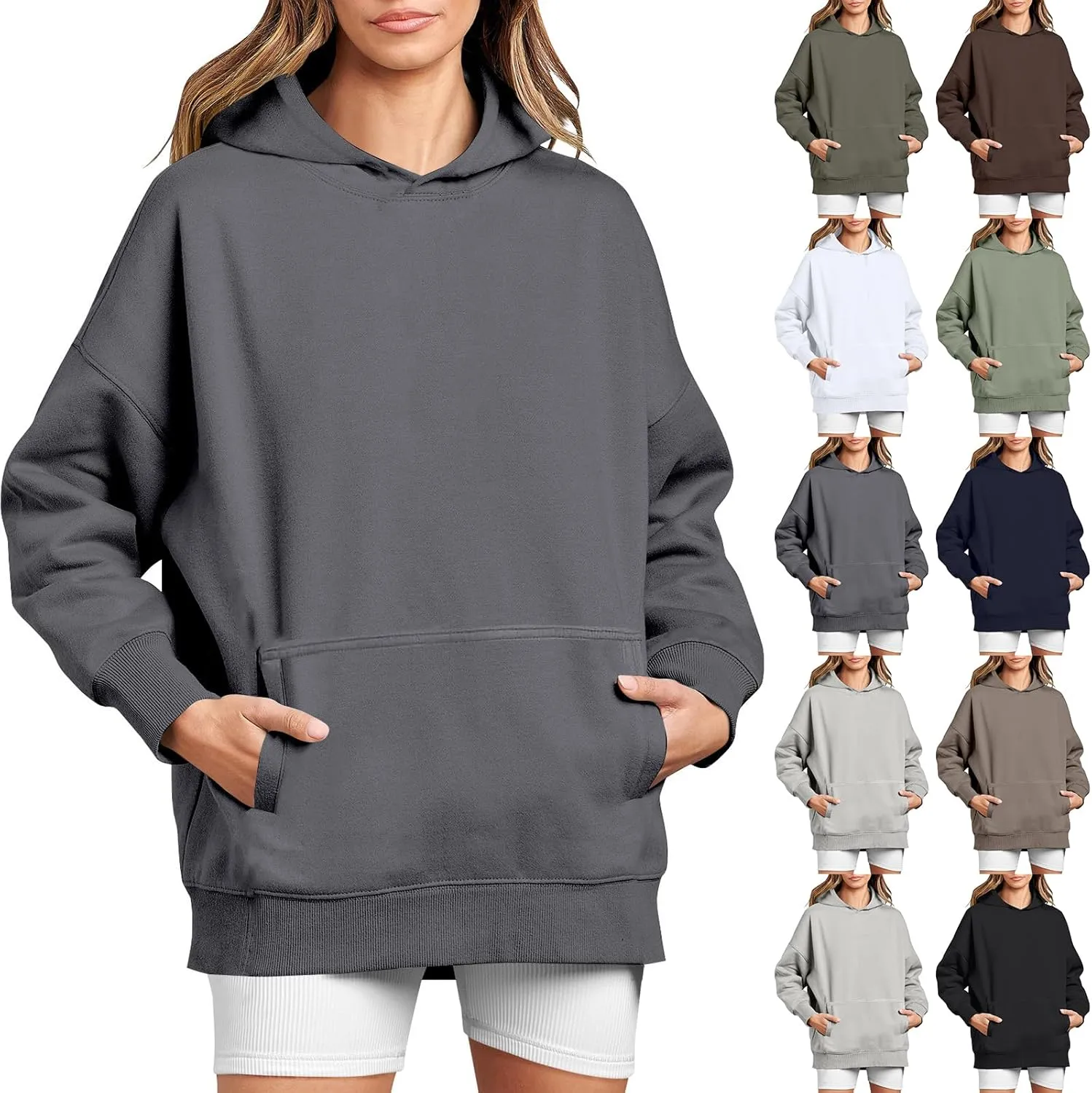 Oversized Sweatshirt for Women Y2k Hoodie Hooded Pullover Tops Fall Clothes with Pocket Sweaters Casual Outfits Fall