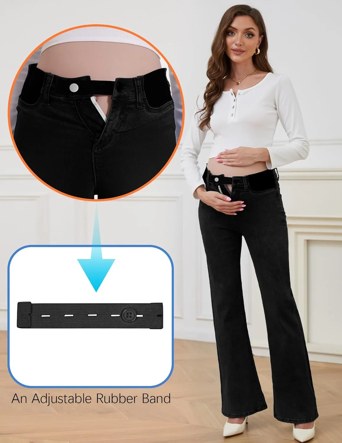 PACBREEZE Women's Maternity Flare Jeans Mid-Rise Stretchy Bell Bootcut Jeans Denim Pregnancy Pants, S-XXL