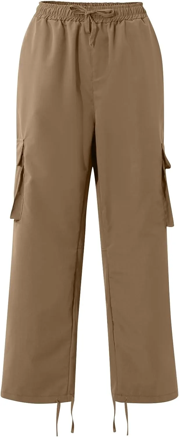 Pants Men Cargo Stretch Elastic Waist Drawstring Pants with Pockets Pants Ripstop Stretch Fall Winter Joggers Trouser
