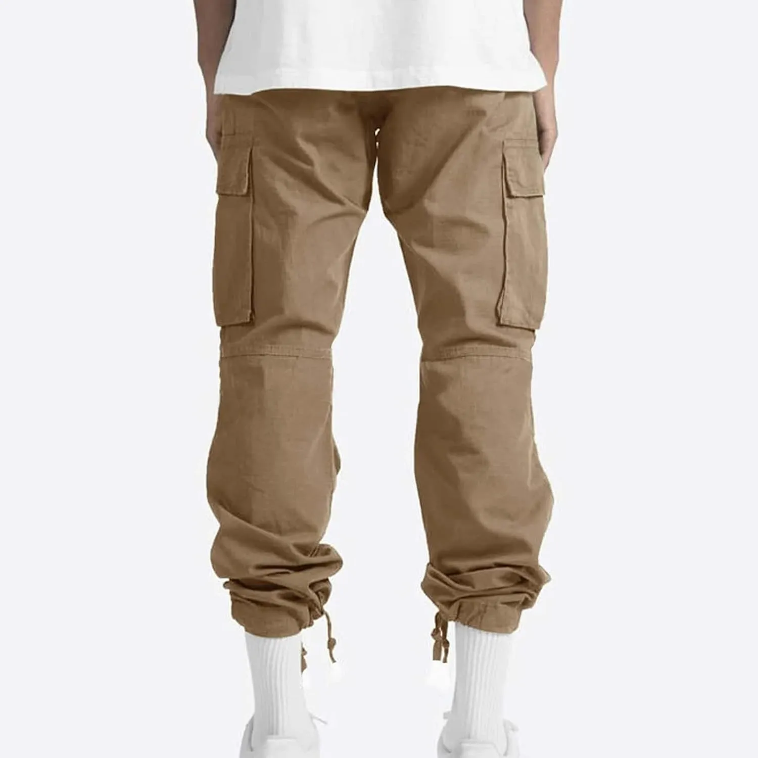 Pants Men Cargo Stretch Elastic Waist Drawstring Pants with Pockets Pants Ripstop Stretch Fall Winter Joggers Trouser