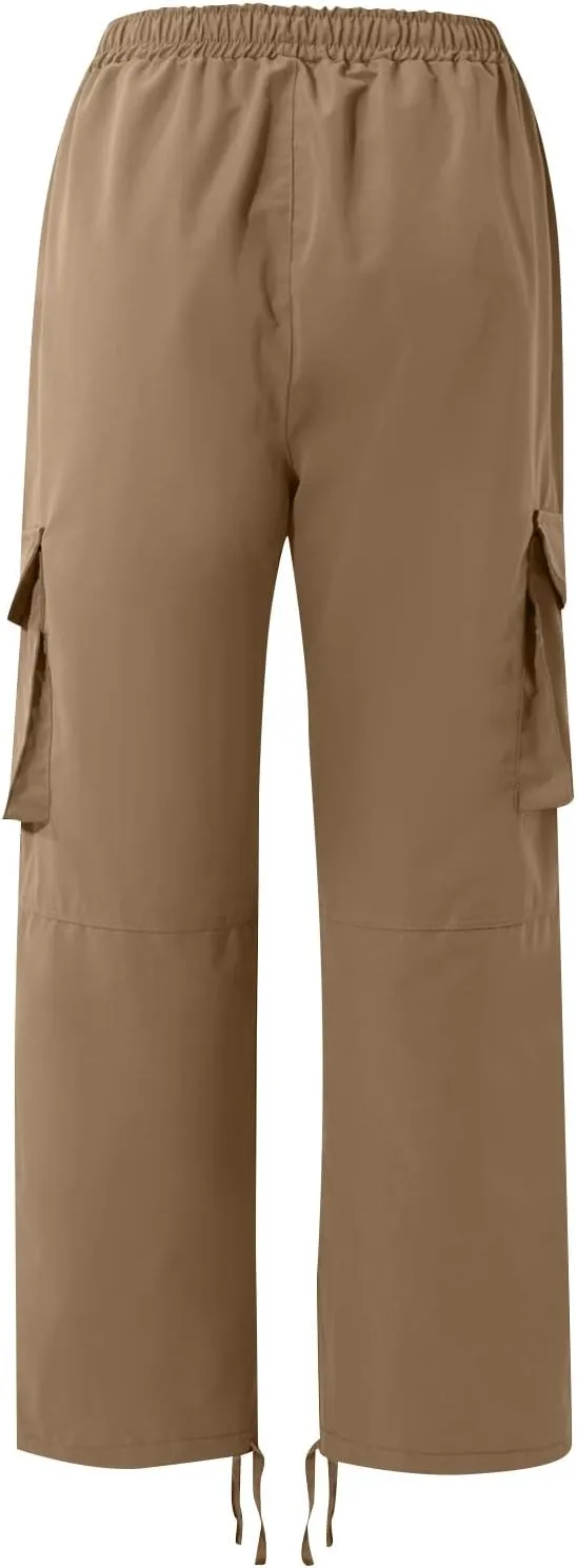 Pants Men Cargo Stretch Elastic Waist Drawstring Pants with Pockets Pants Ripstop Stretch Fall Winter Joggers Trouser