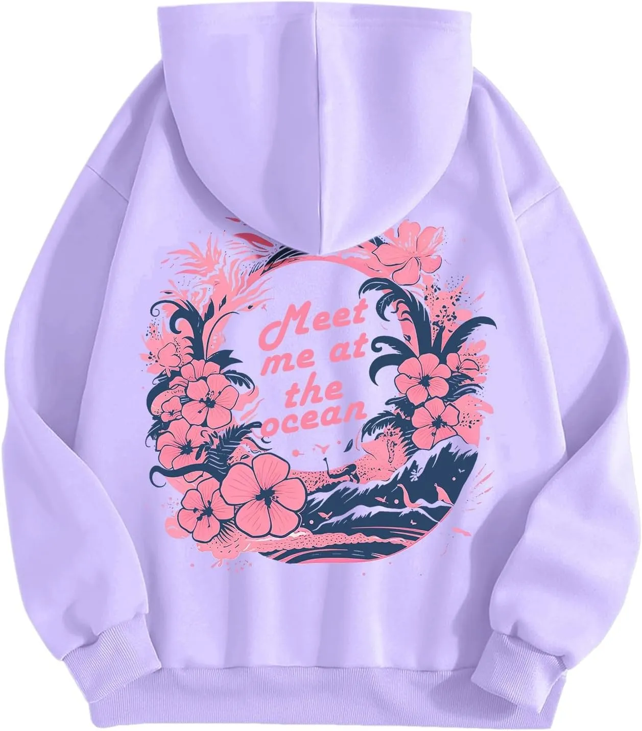 Pink Graphic Hoodie for Women Cute Preppy Sweatshirt Long Sleeve Pink Puff Graphic Pullover for Teen Girls