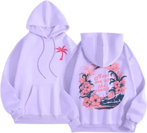 Pink Graphic Hoodie for Women Cute Preppy Sweatshirt Long Sleeve Pink Puff Graphic Pullover for Teen Girls