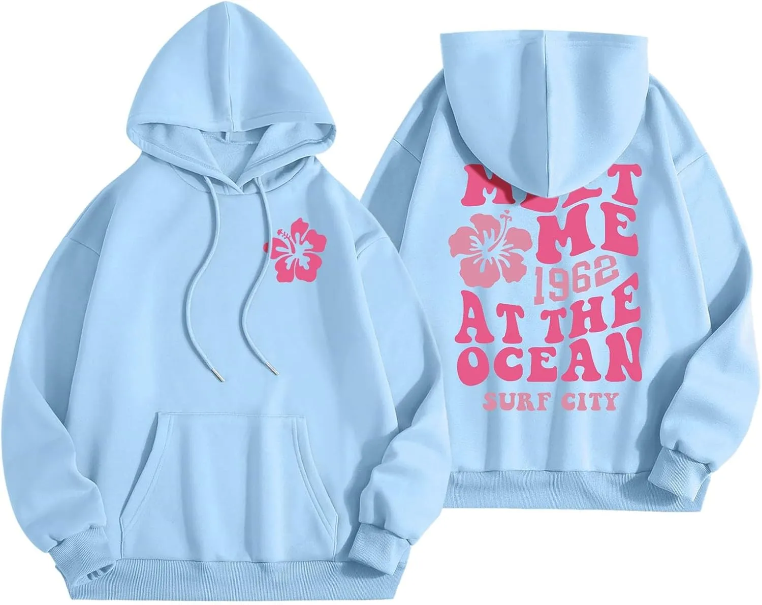 Pink Pom Puff Oversized Hoodie for Teen Girls Long Sleeve Y2K Graphic Hoodies with Pockets 2024 Fall Preppy Sweatshirt