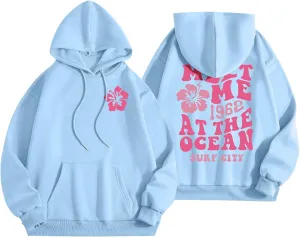 Pink Pom Puff Oversized Hoodie for Teen Girls Long Sleeve Y2K Graphic Hoodies with Pockets 2024 Fall Preppy Sweatshirt