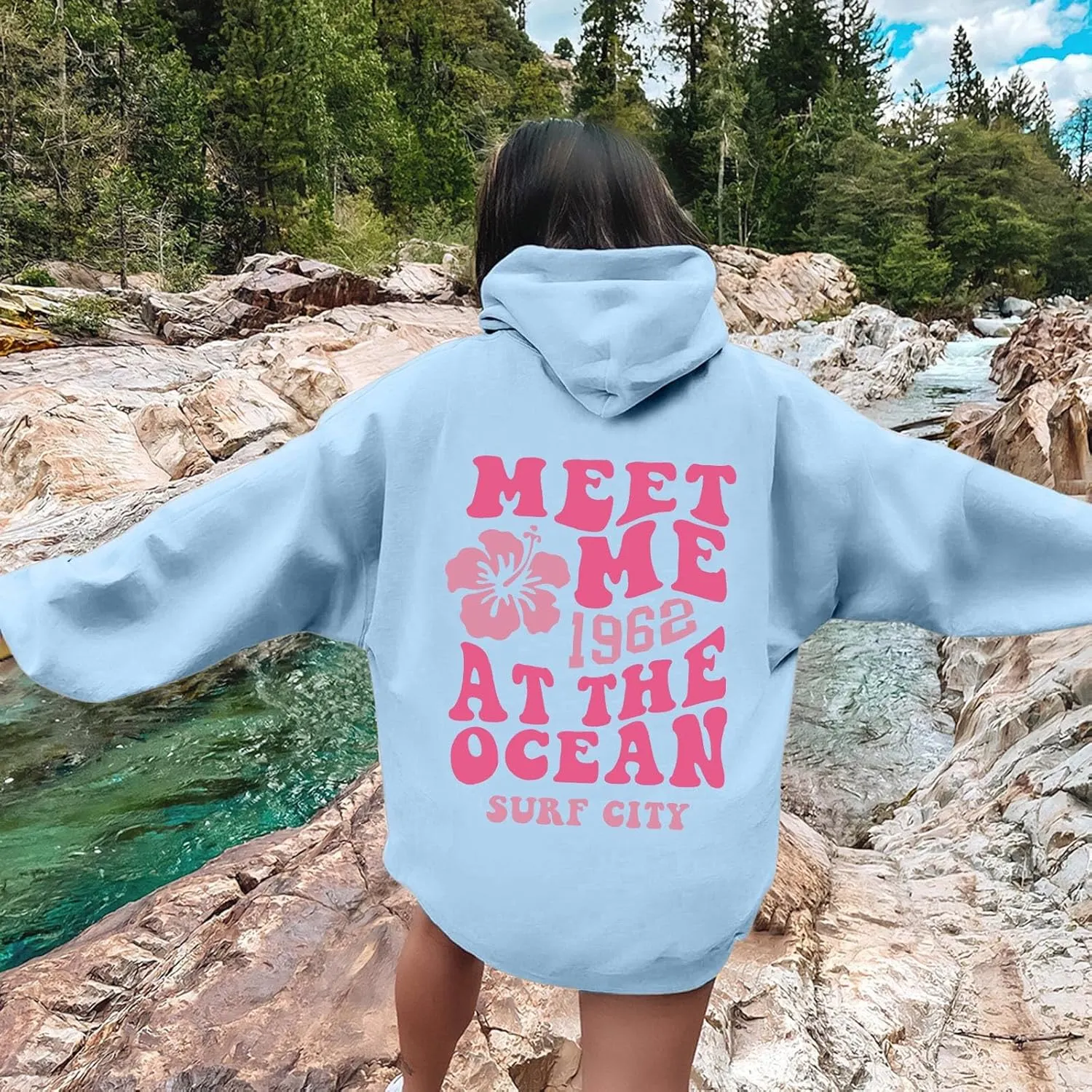 Pink Pom Puff Oversized Hoodie for Teen Girls Long Sleeve Y2K Graphic Hoodies with Pockets 2024 Fall Preppy Sweatshirt