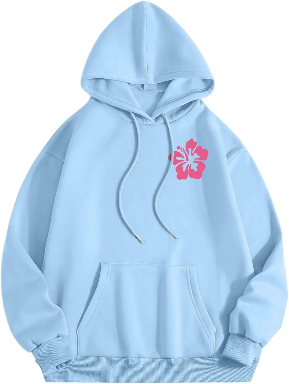 Pink Pom Puff Oversized Hoodie for Teen Girls Long Sleeve Y2K Graphic Hoodies with Pockets 2024 Fall Preppy Sweatshirt