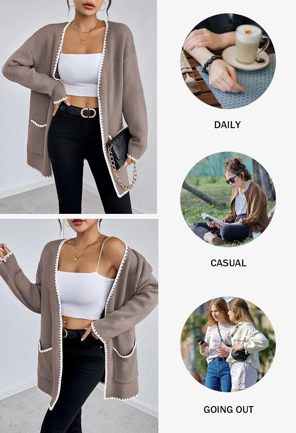 Pink Queen Oversized Long Cardigan for Women Trendy Fall Casual Open Front Long Sleeve Chunky Sweater Coat Outerwear