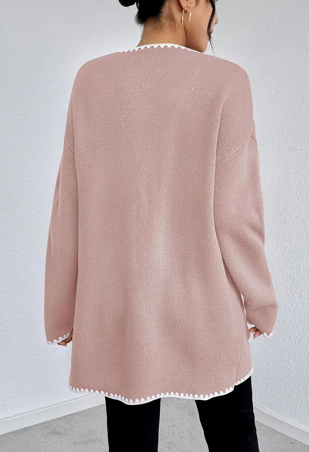 Pink Queen Oversized Long Cardigan for Women Trendy Fall Casual Open Front Long Sleeve Chunky Sweater Coat Outerwear