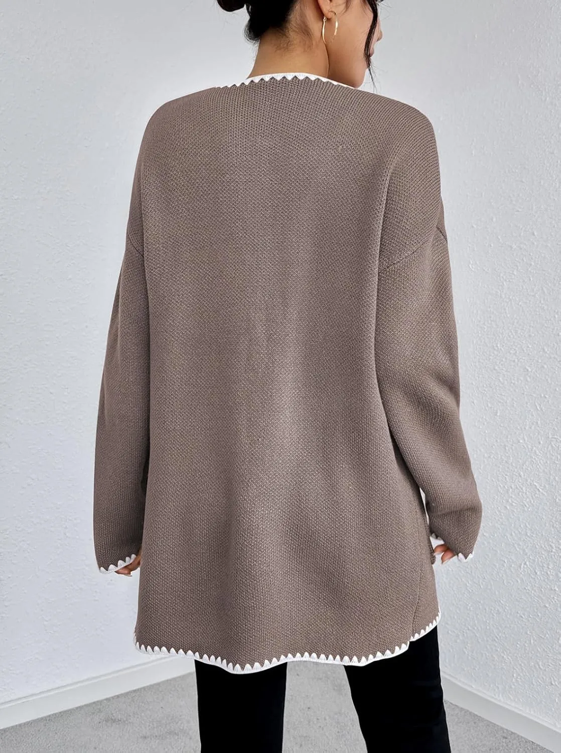 Pink Queen Oversized Long Cardigan for Women Trendy Fall Casual Open Front Long Sleeve Chunky Sweater Coat Outerwear