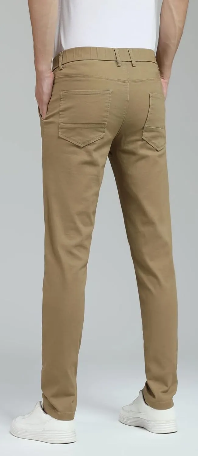 Plaid&Plain Men's Skinny Stretchy Khaki Pants Colored Pants Slim Fit Slacks Tapered Trousers