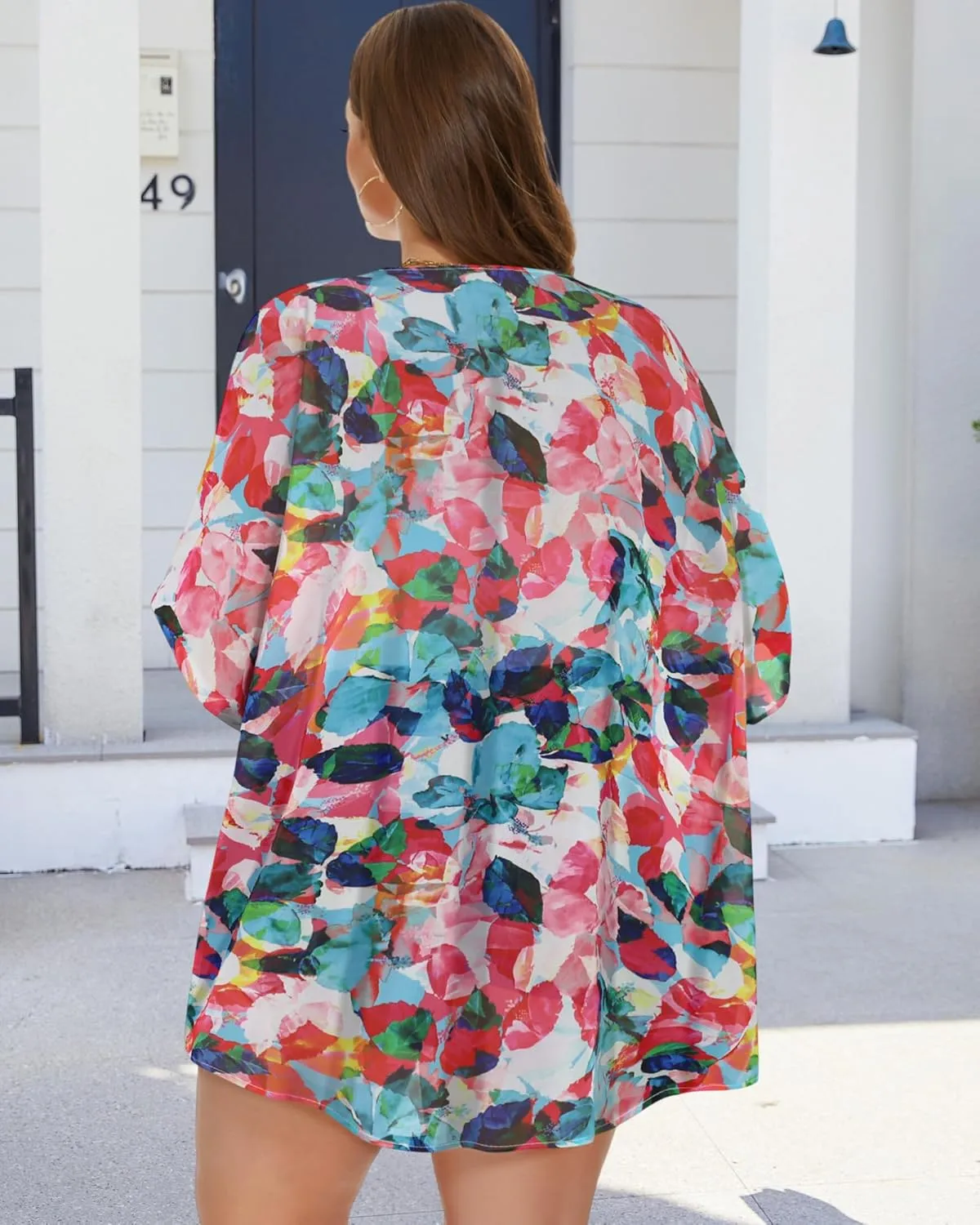 Plus Size Kimonos for Women Swimsuit Cover Ups Casual Loose Cardigan Summer Tops Swimwear
