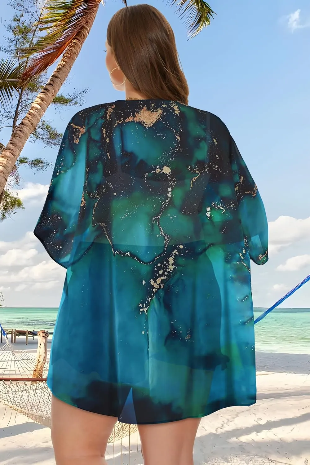 Plus Size Kimonos for Women Swimsuit Cover Ups Casual Loose Cardigan Summer Tops Swimwear