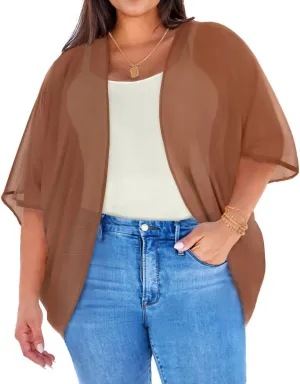 Plus Size Kimonos for Women Swimsuit Cover Ups Casual Loose Cardigan Summer Tops Swimwear