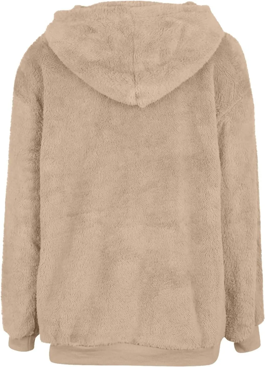 Quarter Zip Pullover Women Comfy Warm Sherpa Fleece Hooded Sweatshirts Ladies 1/4 Zip Winter Sweaters Outwear