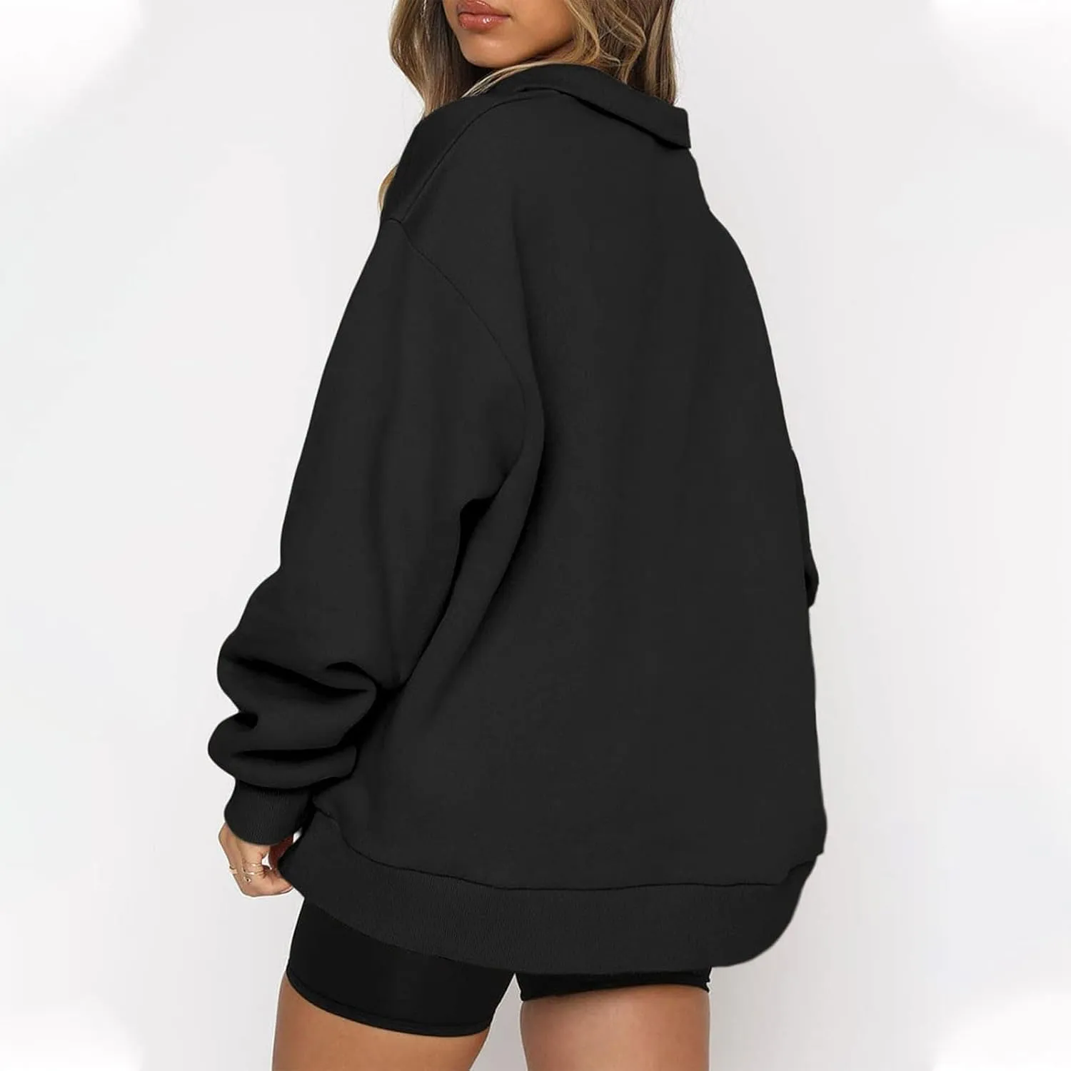 Quarter Zip Pullover Women Fleece Lightweight Oversized Sweatshirt Preppy Cute Sweatshirts Hoodies with Zipper
