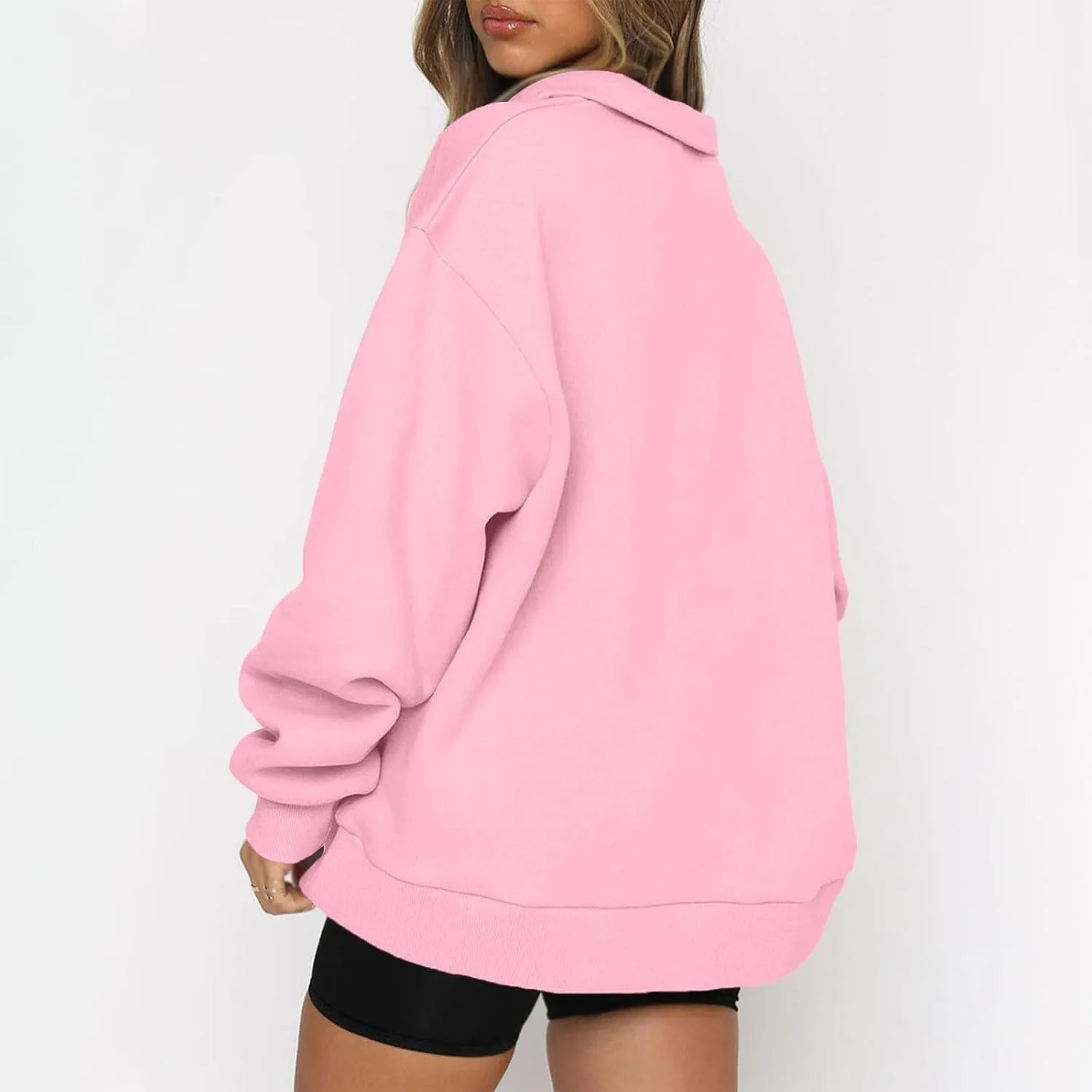 Quarter Zip Pullover Women Fleece Lightweight Oversized Sweatshirt Preppy Cute Sweatshirts Hoodies with Zipper