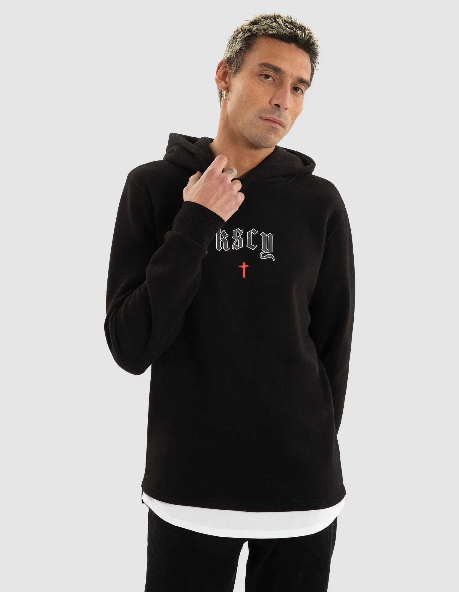 Realm Layered Hoodie Jet Black