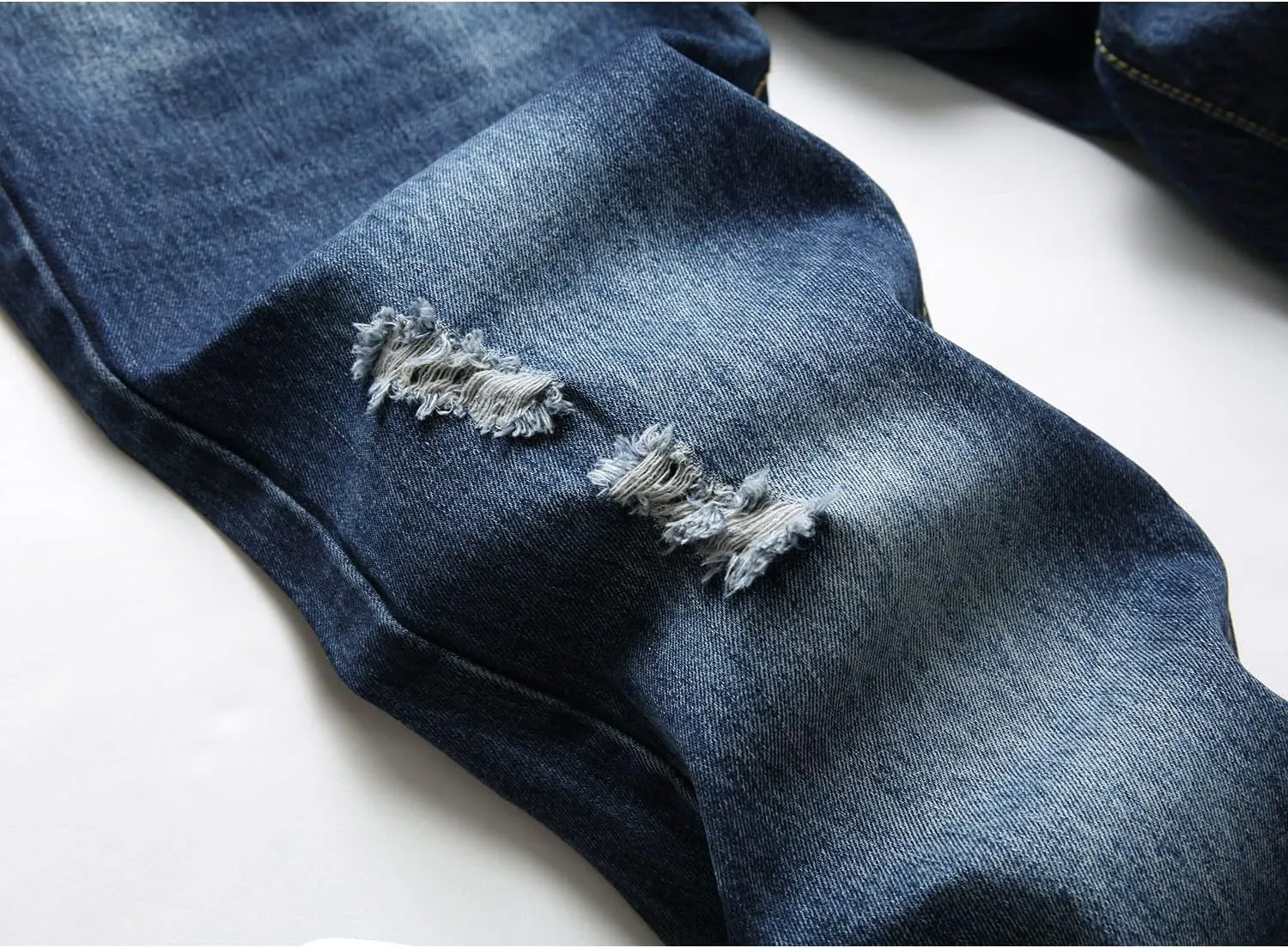 Ripped Jeans for Men Slim Denim Regular Fit Tapered Leg Distressed Destroyed Pants Mens Jeans with Hole