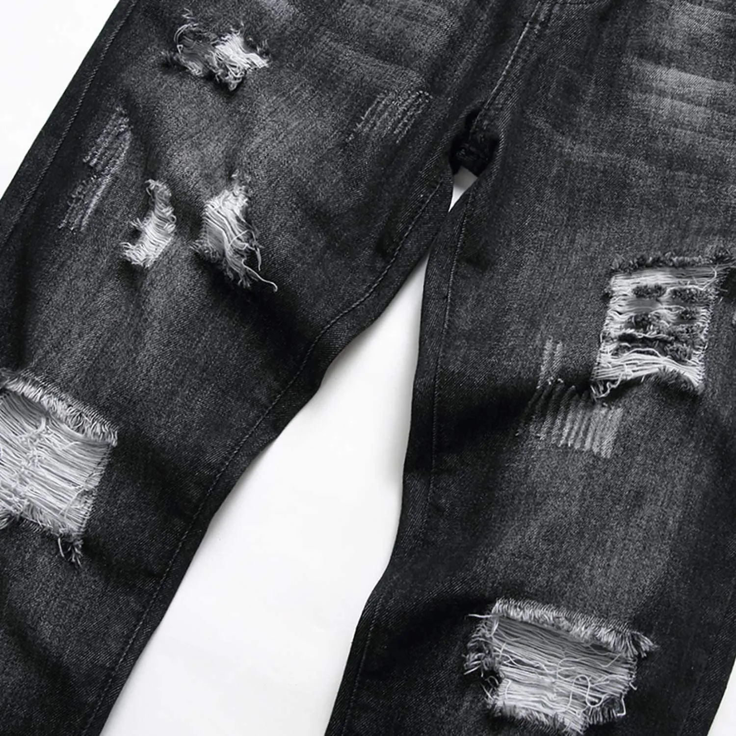 Ripped Jeans for Men Slim Denim Regular Fit Tapered Leg Distressed Destroyed Pants Mens Jeans with Hole