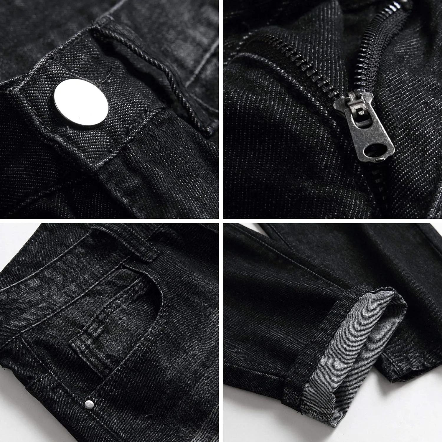 Ripped Jeans for Men Slim Denim Regular Fit Tapered Leg Distressed Destroyed Pants Mens Jeans with Hole