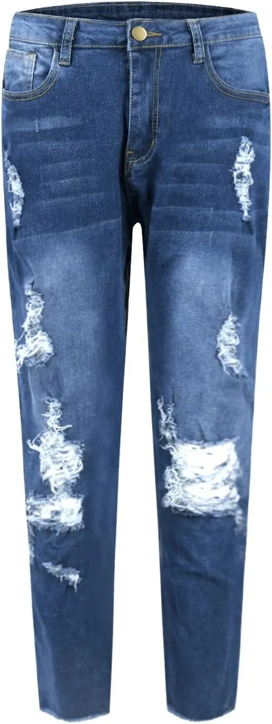 Ripped Jeans Womens Fall Fashion 2024 Trendy Winter Skinny Jeans High Waisted Tummy Control Jeggings Denim Leggings