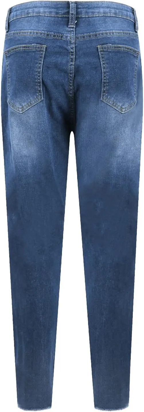 Ripped Jeans Womens Fall Fashion 2024 Trendy Winter Skinny Jeans High Waisted Tummy Control Jeggings Denim Leggings