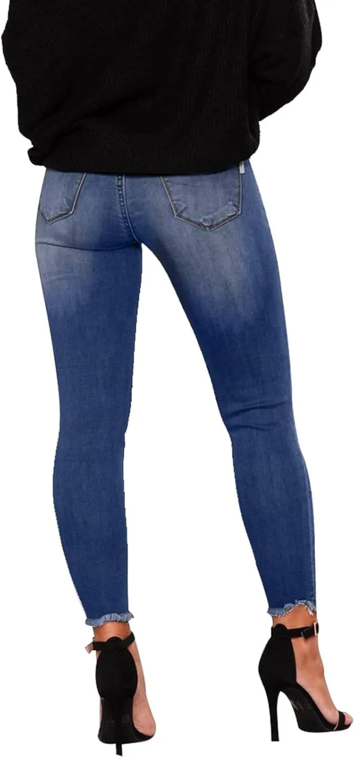 Ripped Jeans Womens Fall Fashion 2024 Trendy Winter Skinny Jeans High Waisted Tummy Control Jeggings Denim Leggings