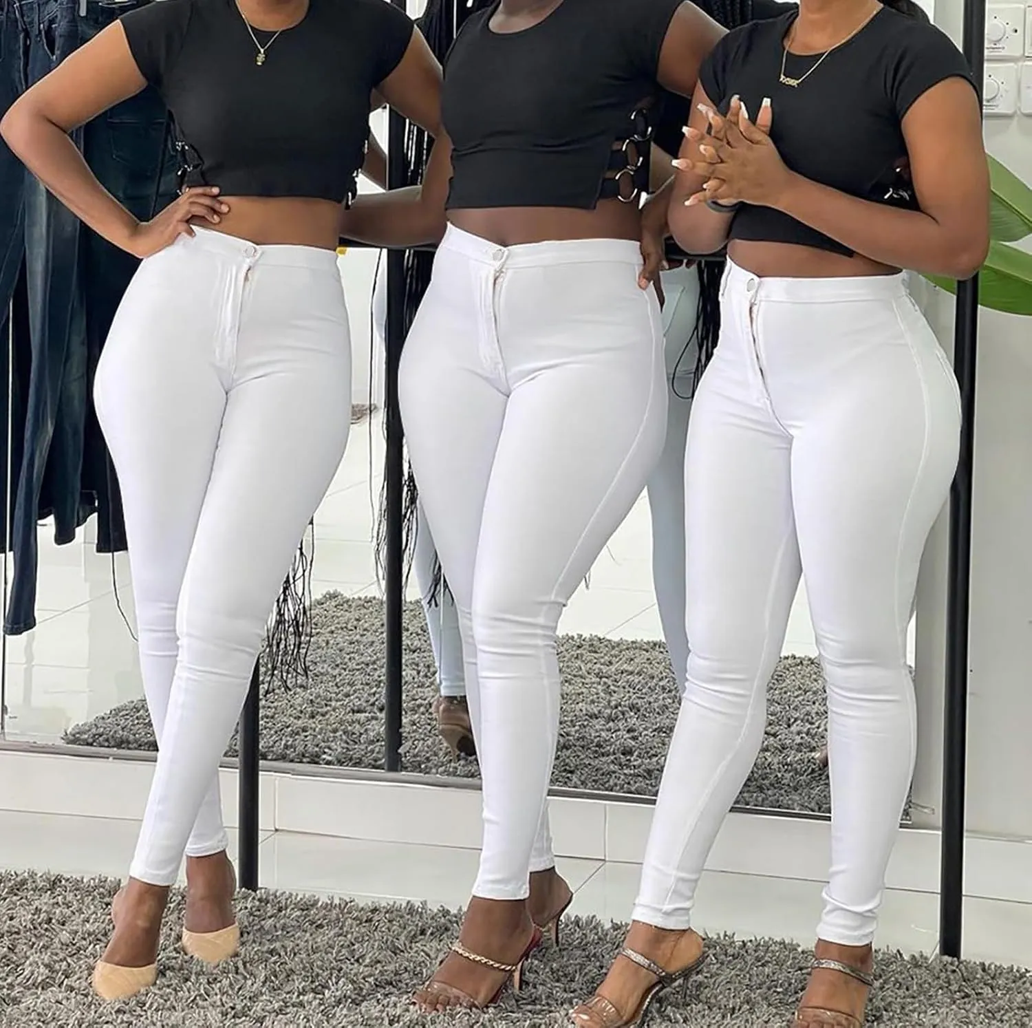 Ripped Skinny Jeans for Women High Waisted Stretch Slim Fit Distressed Butt Lifting Denim Jeans Pants