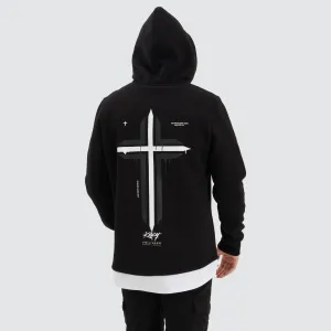 Ruthin Layered Hoodie Jet Black