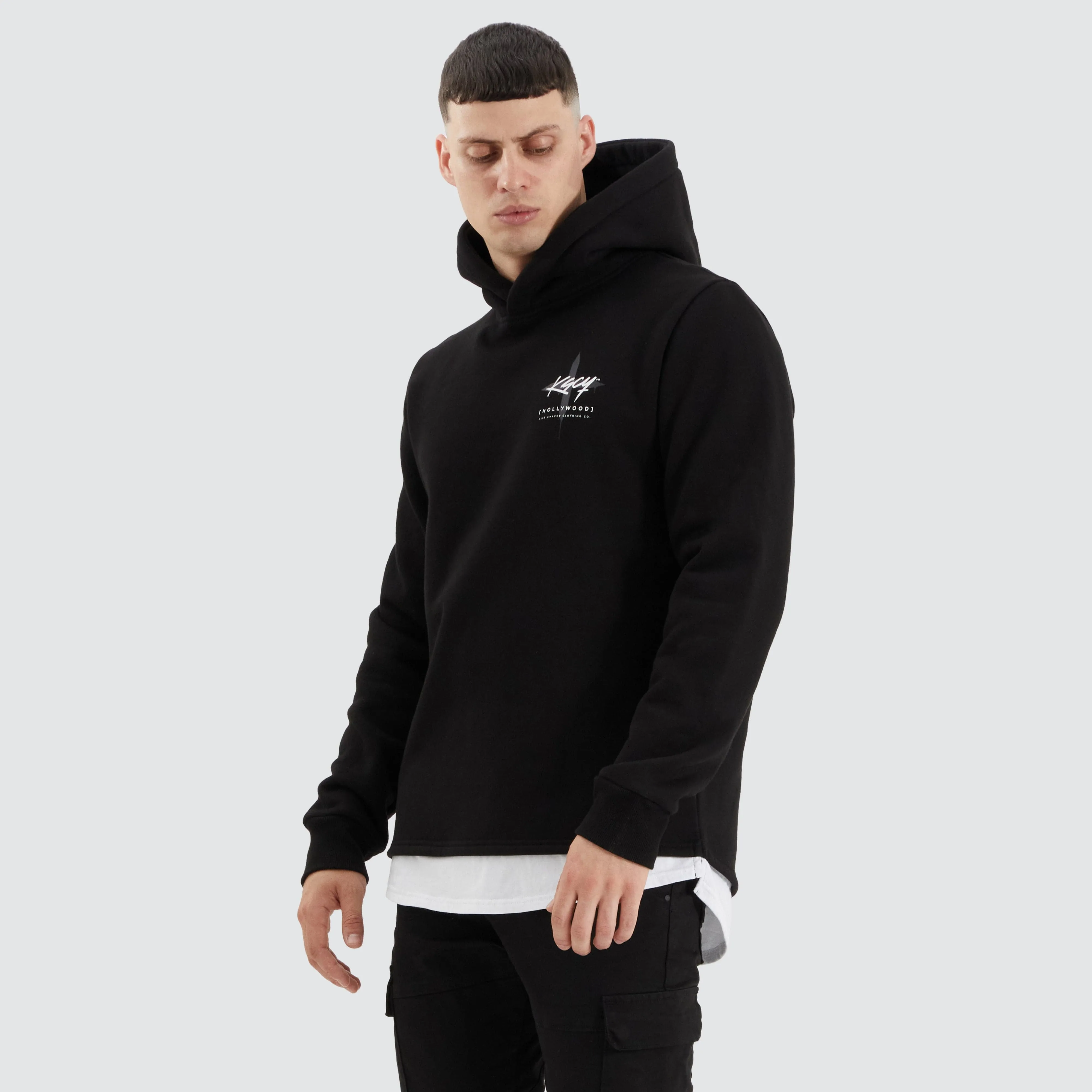 Ruthin Layered Hoodie Jet Black